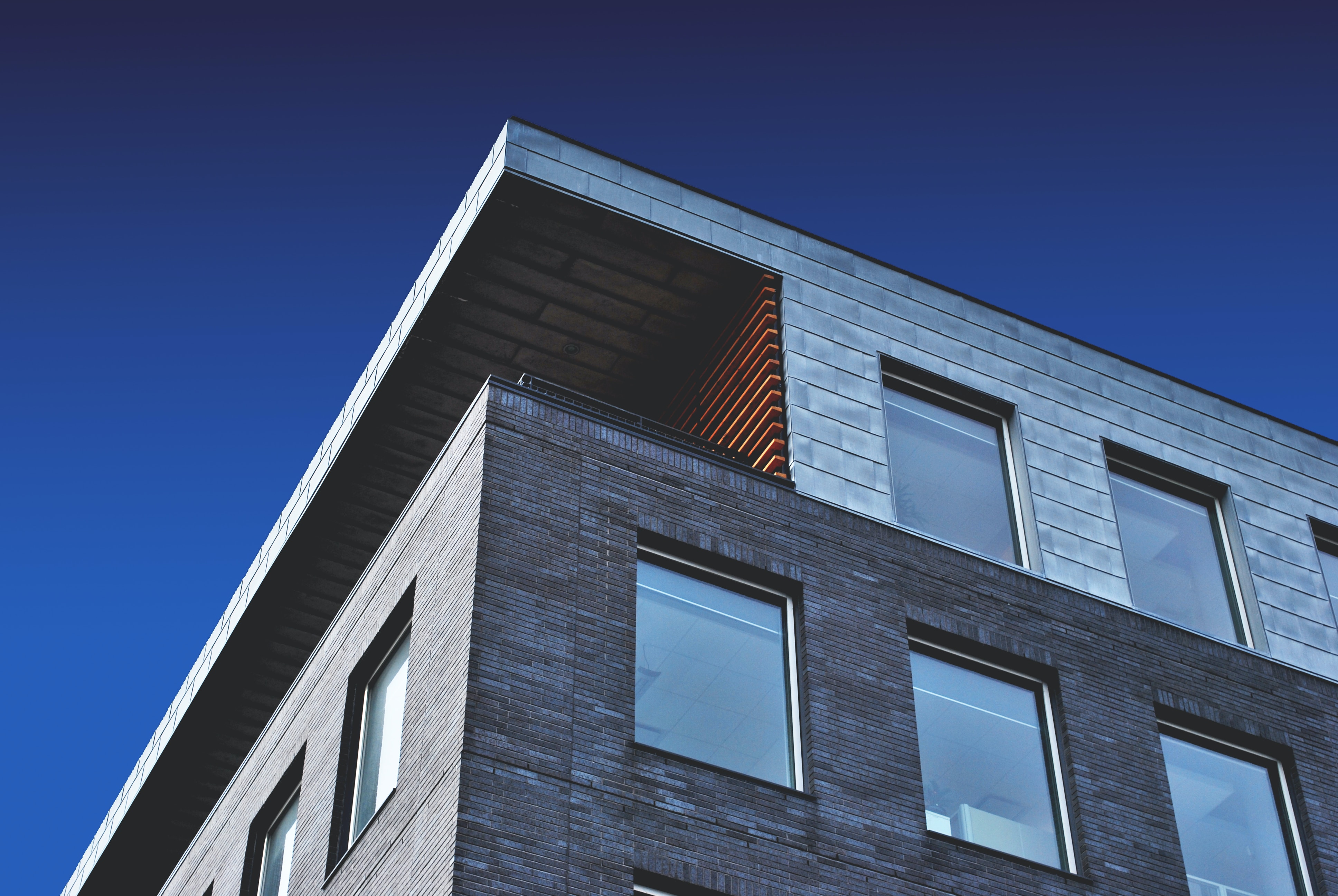 Modern Boston building facade against a clear sky